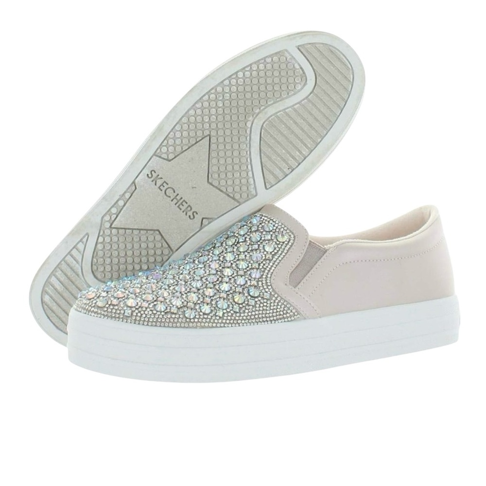 Skechers Women's Light Pink Slip-On Sneakers with Iridescent Rhinestones